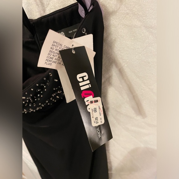 NWT strapless Black Dress with sequins across bust - Picture 3 of 7